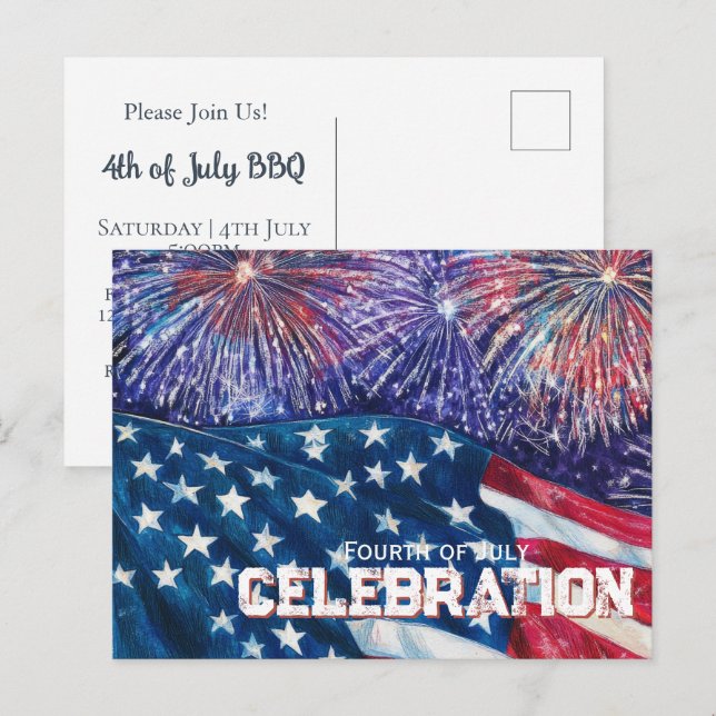 Postal De Invitación Fourth of July Festive Celebration (Anverso / Reverso)
