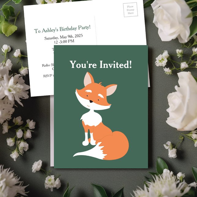Postal De Invitación Fox de cumpleaños de niño simple (Subido por el creador)