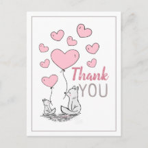 Fox Hearts Baby Shower Gracias Postcard