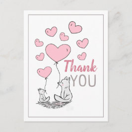 Postal De Invitación Fox Hearts Baby Shower Gracias Postcard