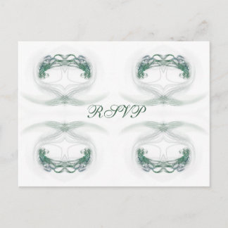 Postal De Invitación Fractal Hearts Green RSVP