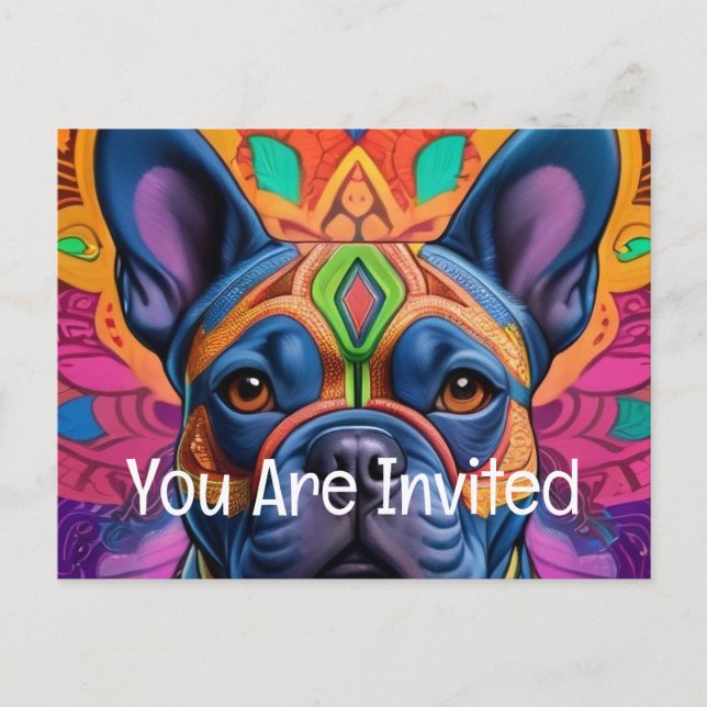 Postal De Invitación Frenchie Fun (Anverso)