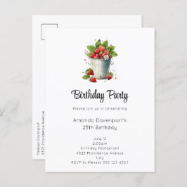 Postal De Invitación Fresas en cumpleaños de cubo