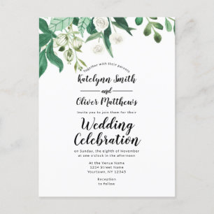 Postal De Invitación Fresco Foliage Botanical Top Border Trendy Boda