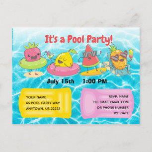 Postal De Invitación Fruta de verano de Kawaii