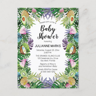 Postal De Invitación Fruta tropical | Verdor Baby Shower