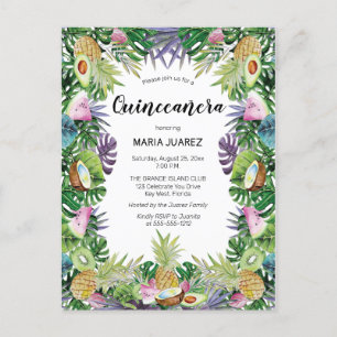Postal De Invitación Fruta tropical   Verdor Sunset Quinceañera