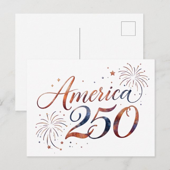 Postal De Invitación Fuegos Artificiales del 250 Aniversario de América (Anverso / Reverso)