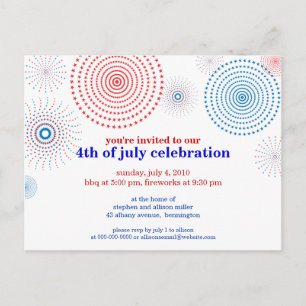 Postal De Invitación Fuegos artificiales En El Cuarto