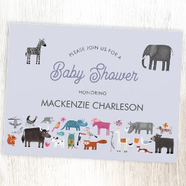 Postal De Invitación Fun Animal Baby Shower