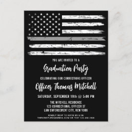 Postal De Invitación Funcionario Correccional De Línea Gris Delgada Gra