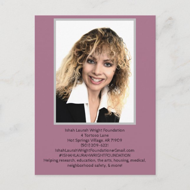 Postal De Invitación Fundación Ishah Laurah Wright (Anverso)