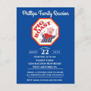 Postal De Invitación Funeraria Reunión de la Familia de Carne de Cerdo