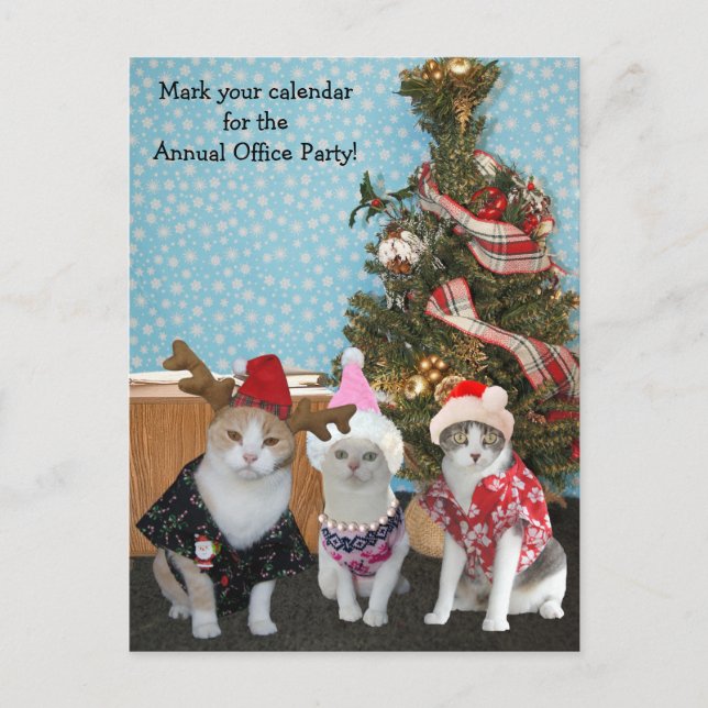 Postal De Invitación Funerarios de Cat/Fiesta de Office (Anverso)