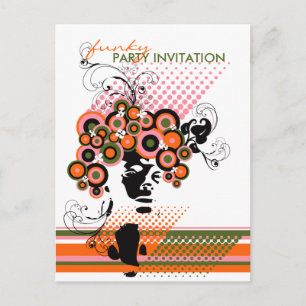 Postal De Invitación Funky Bloom Hair *01 Party Invitation Postcard