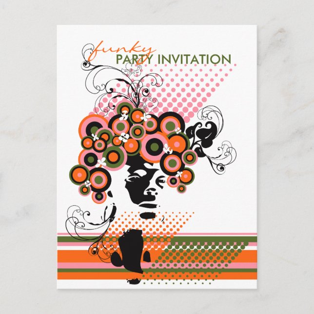 Postal De Invitación Funky Bloom Hair *01 Party Invitation Postcard (Anverso)