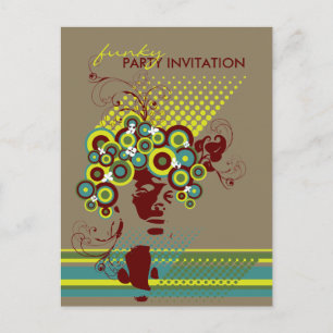 Postal De Invitación Funky Bloom Hair *02 Party Invitation Postcard