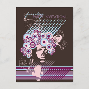 Postal De Invitación Funky Bloom Hair *03 Party Invitation Postcard
