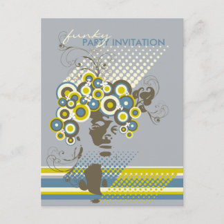 Postal De Invitación Funky Bloom Hair *04 Party Invitation Postcard