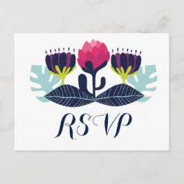 Postal De Invitación Funky Floral Wedding RSVP Postcard