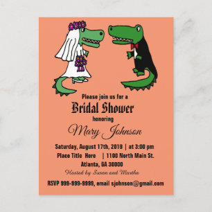 Postal De Invitación Funny Alligator Boda