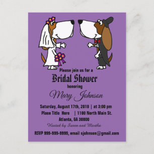Postal De Invitación Funny Basset Hound Dog Boda