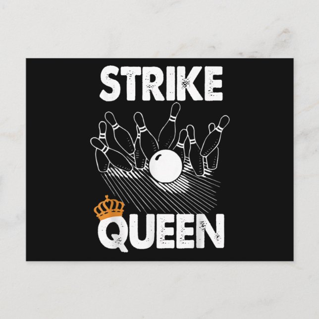 Postal De Invitación Funny Bowling Strike Queen Tee Shirt Hombres Mujer (Anverso)