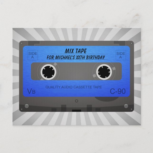 Postal De Invitación Funny Cassette Tape Birthday (Anverso)