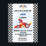 Postal De Invitación Funny Dinosaur racing car boy kids Birthday fiesta<br><div class="desc">Funny Dinosaur racing car boy niños Birthday fiesta Nombre personalizado</div>