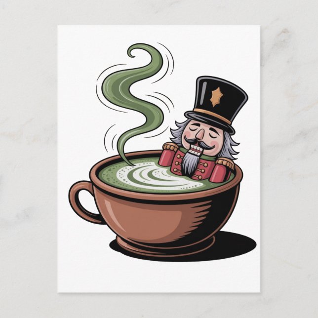 Postal De Invitación Funny Nutcracker en Navidades matcha bathub (Anverso)