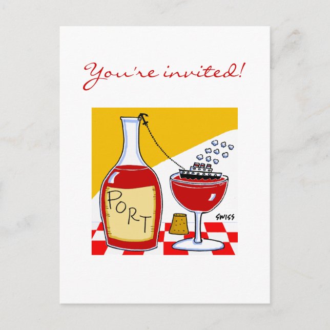 Postal De Invitación Funny Port Wine Tasting Fiesta Bon Voyage Invite (Anverso)