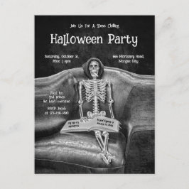Postal De Invitación Funny Skeleton Vintage Gothic Halloween Party
