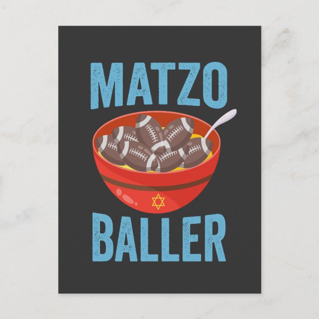 Postal De Invitación Fútbol divertido Matzo Baller Regalo de rugby Hanu (Anverso)