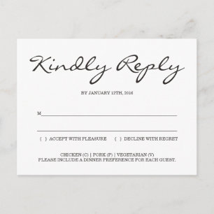 Postal De Invitación Gabinete de respuesta de boda simple y elegante RS