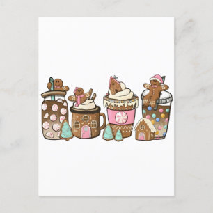 Postal De Invitación Galleta de jengibre en chocolate caliente Amantes 