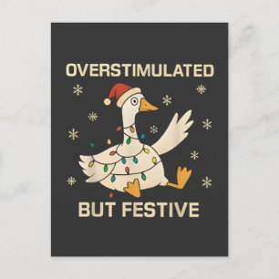 Postal De Invitación Ganso de Navidad Sobrestimulado Pero Festivo