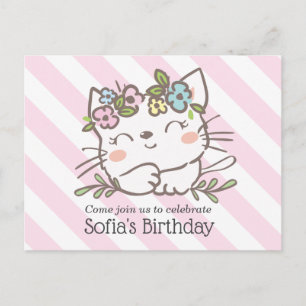 Postal De Invitación gatito blanco, gatito, animales