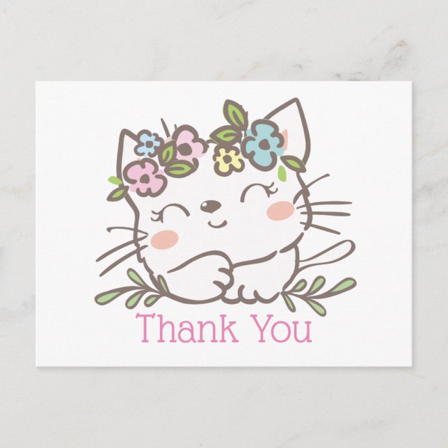 Postal De Invitación gatito blanco, gatito, animales gracias carta (Anverso)