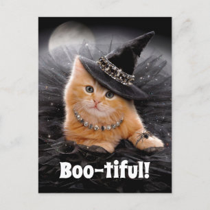 Postal De Invitación Gatito Brujo Glamuroso