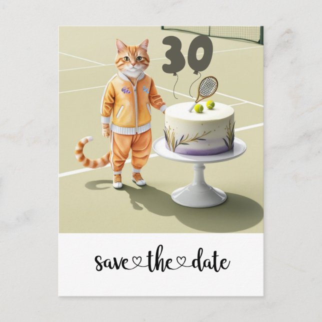 Postal De Invitación Gato 30.º Fiesta de cumpleaños (Anverso)