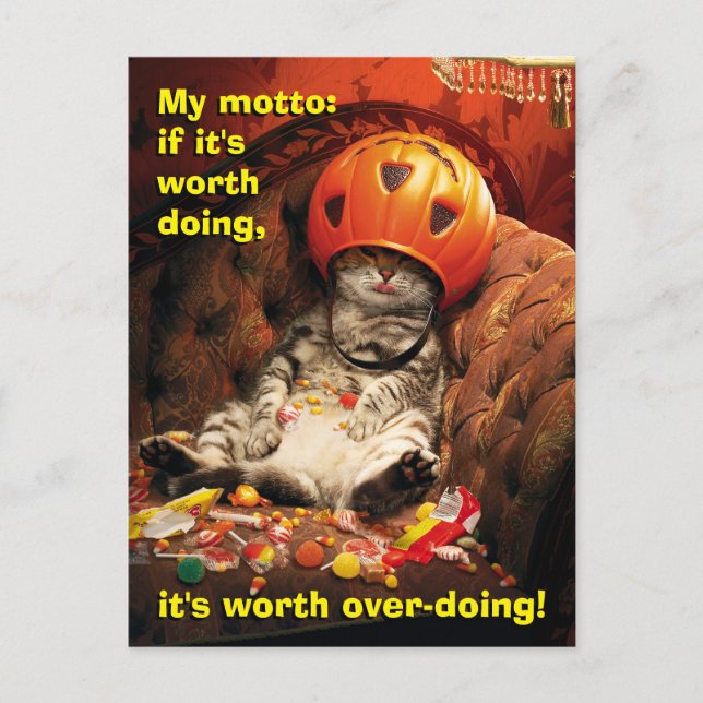 Postal De Invitación Gato bajo cubo de golosinas (Anverso)