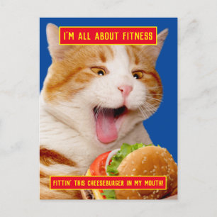 Postal De Invitación Gato comiendo hamburguesa