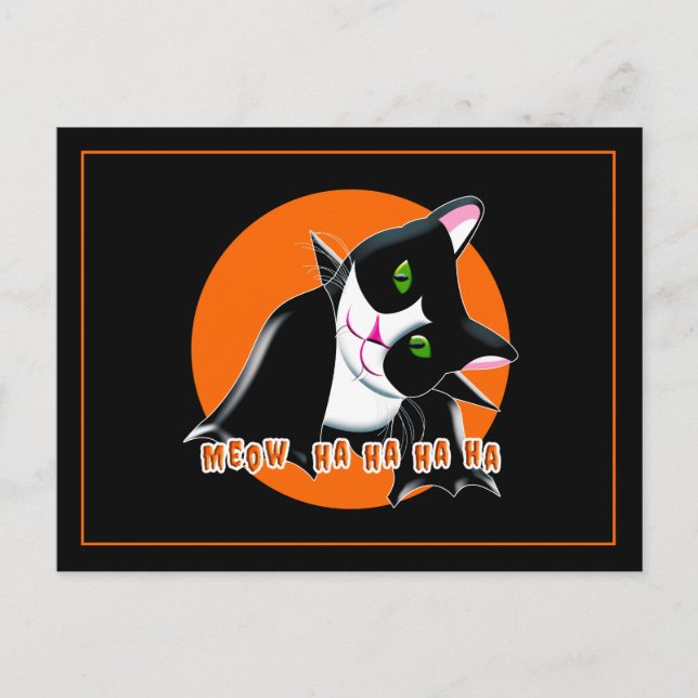 Postal De Invitación Gato de Halloween (Anverso)