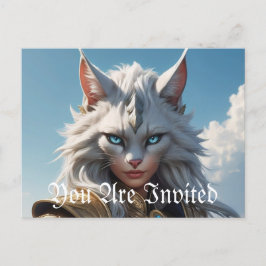 Postal De Invitación Gato de ojos azules malvados