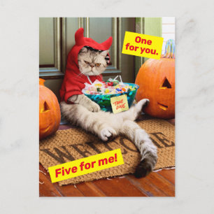 Postal De Invitación Gato diablo gruñón