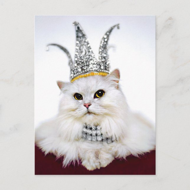Postal De Invitación Gato en una corona (Anverso)