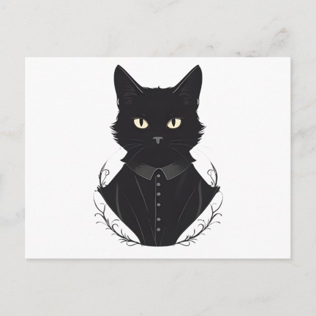 Postal De Invitación Gato negro encantado de Salem (Anverso)