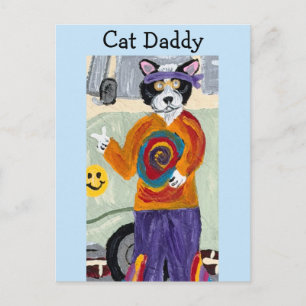 Postal De Invitación Gato Papá Hippie Gato Esmoquin