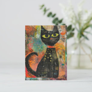 Postal De Invitación Gatos de acuarela Boho - Arte felino de tierra (7)
