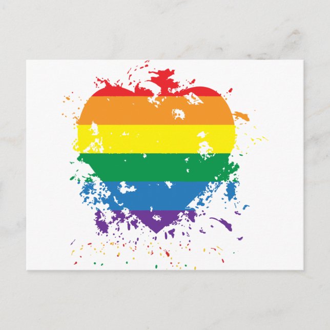 Postal De Invitación Gay Pride Love Heart (Anverso)